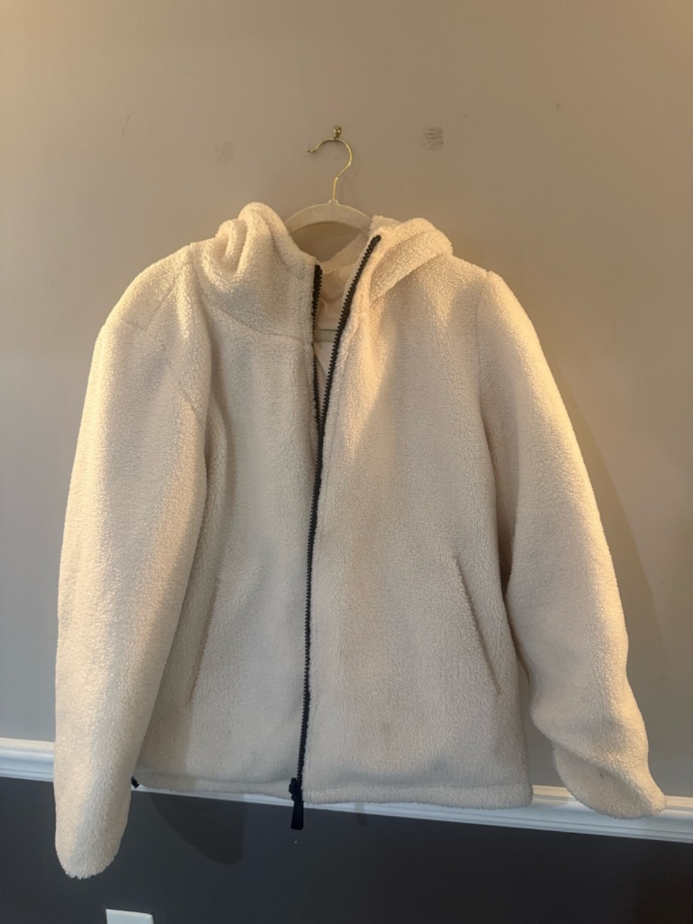UGG Cream Sherpa Zip-Up Hoodie Jacket 2 way can wear
